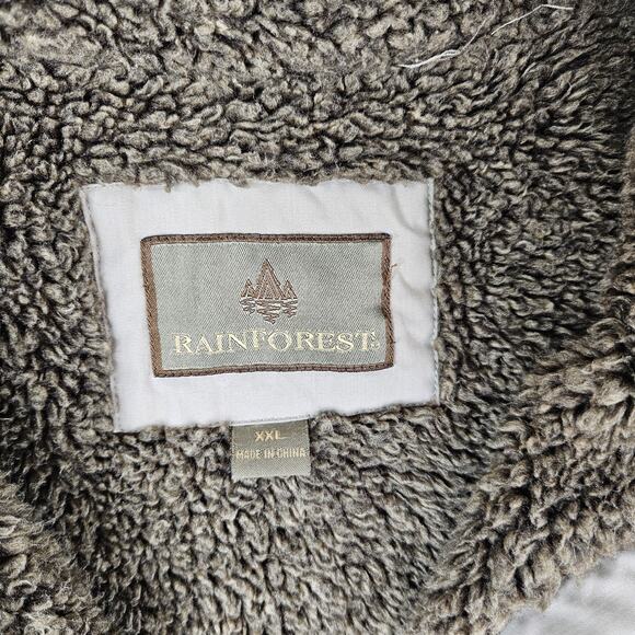 Rainforest Vest Mens 2XL Beige Sherpa Fleece Lined Outdoor Full Zip Pockets Warm - Picture 2 of 12